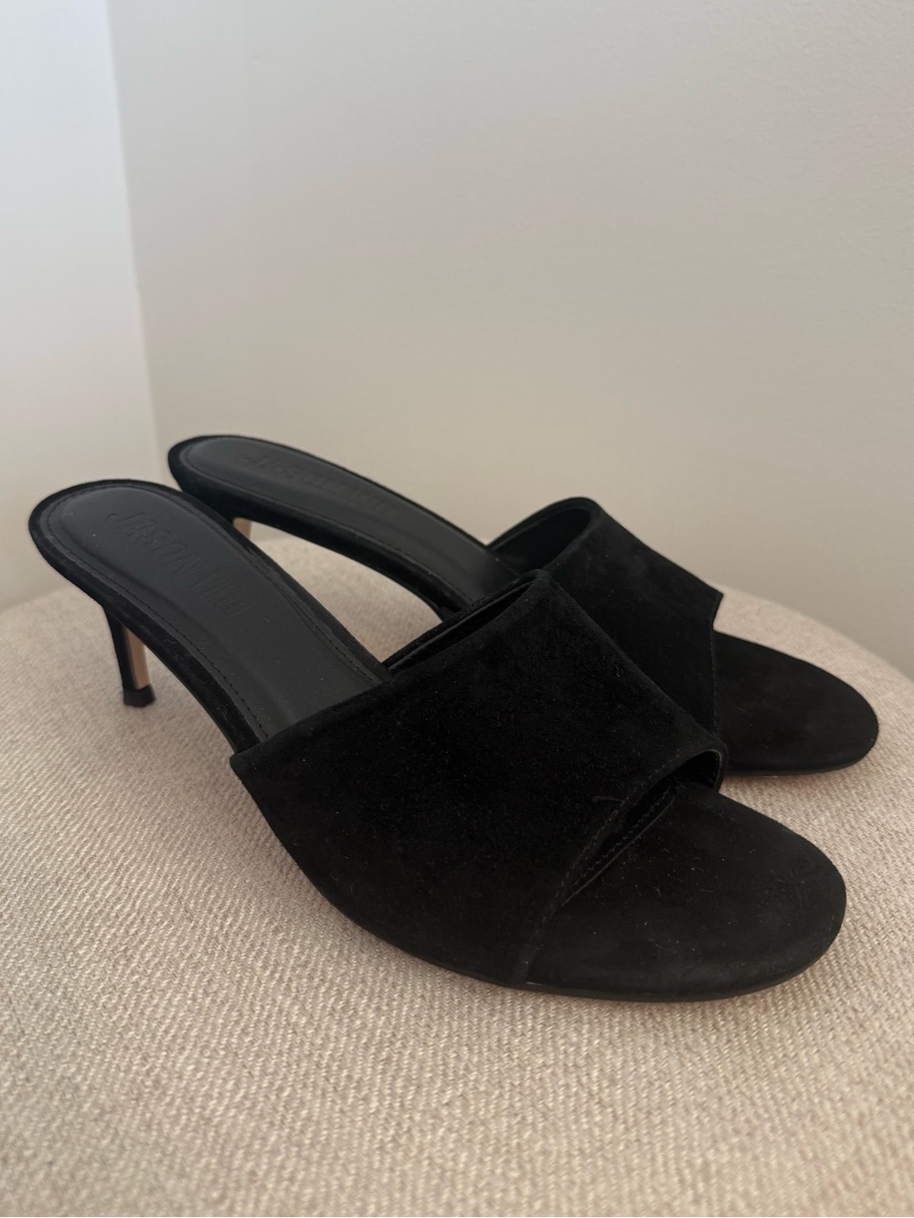 Jason Wu Black Suede Slide Mule Kitten Heels